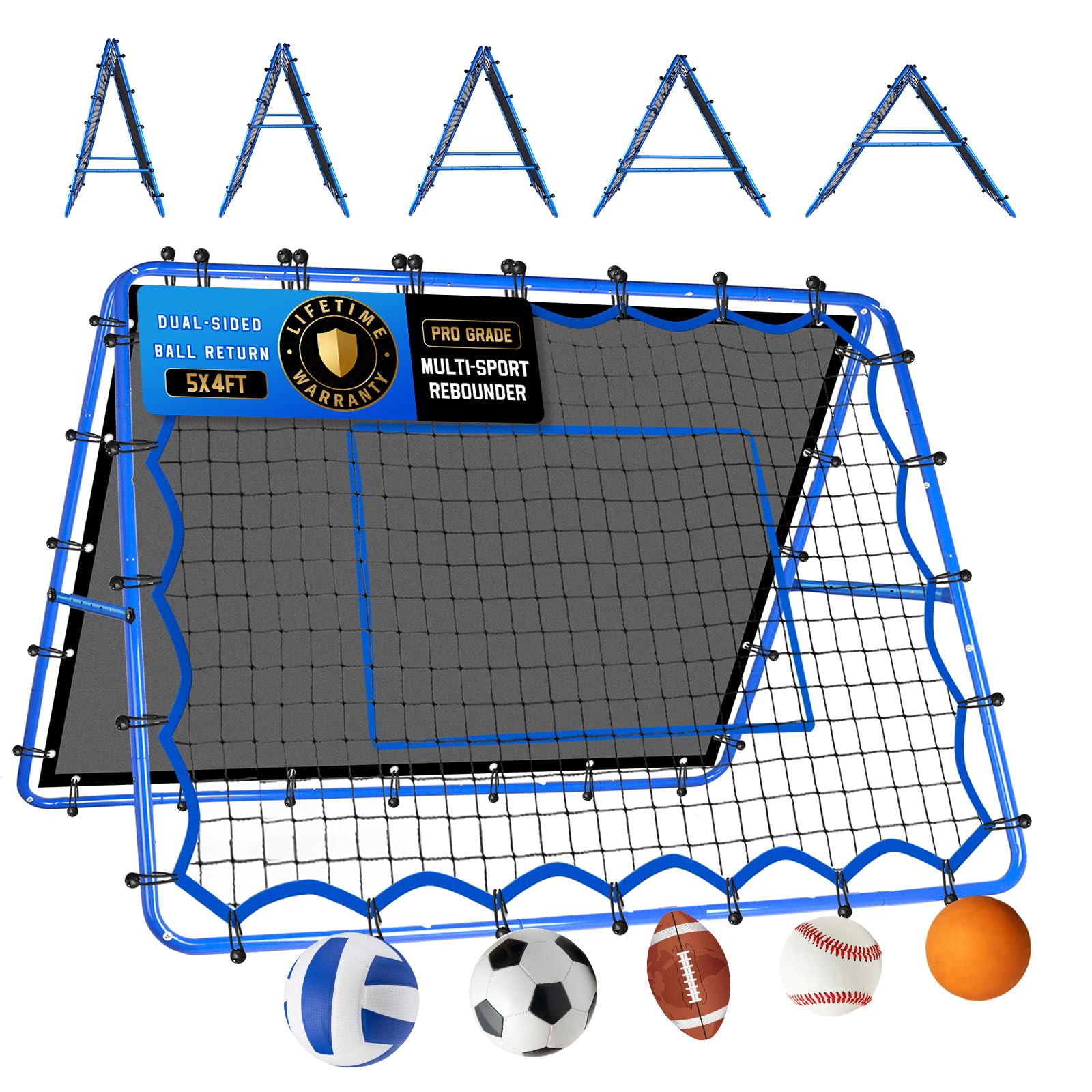 Volleyball Baseball Rebounder Net, Softball Rebounder Pitchback Net Quick Adjustments, Quick Adjustments Lacrosse Bounce Back Practice Equipment, Ideal for Outdoor Indoor and Backyard Training