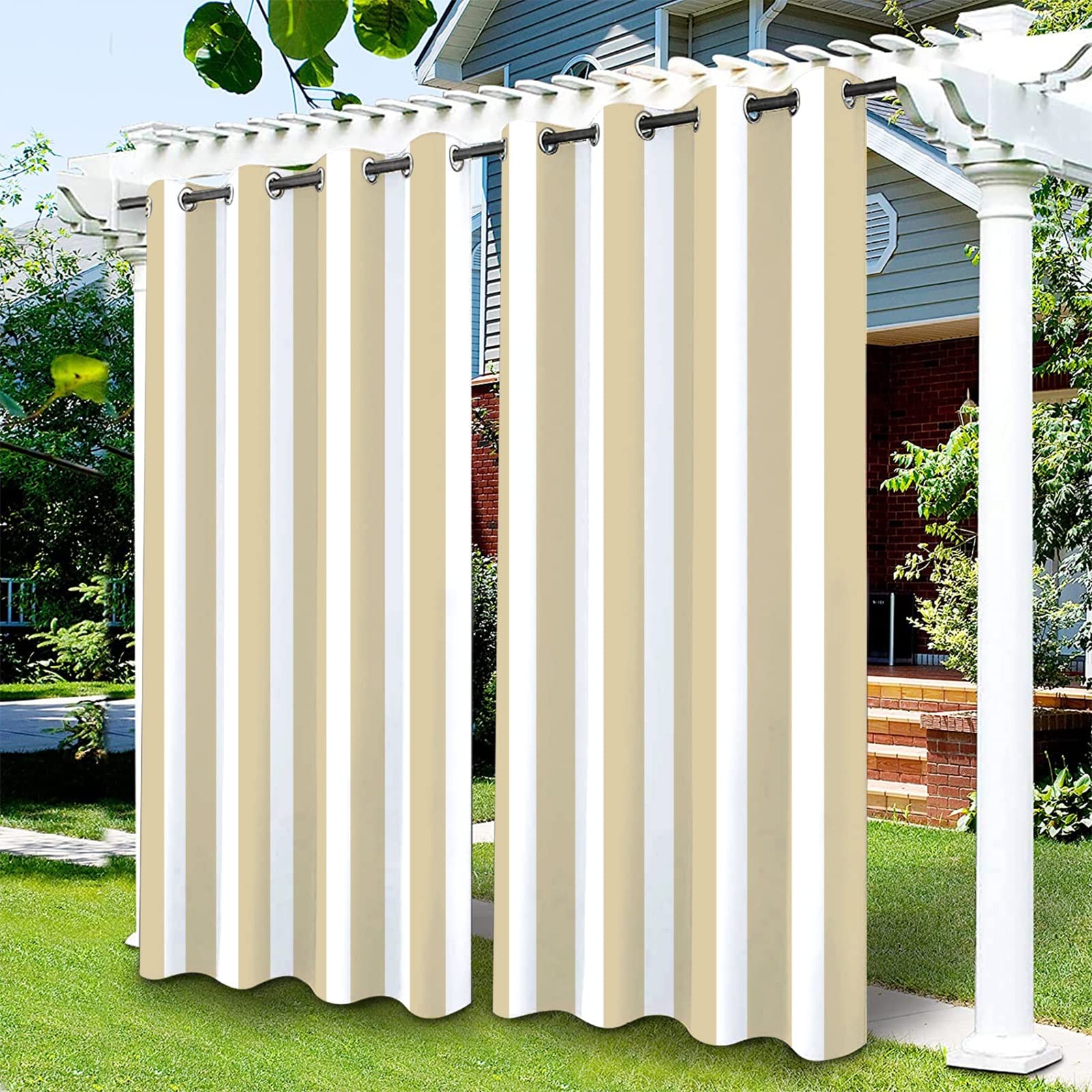 Wodoodporna zasłona zewnętrzna do pawilonu, przelotki, panele prywatności, odporne na wysokie temperatury, na patio, 2 panele, wymiary: 1,2 x 1,5 m (szer. x wys.)