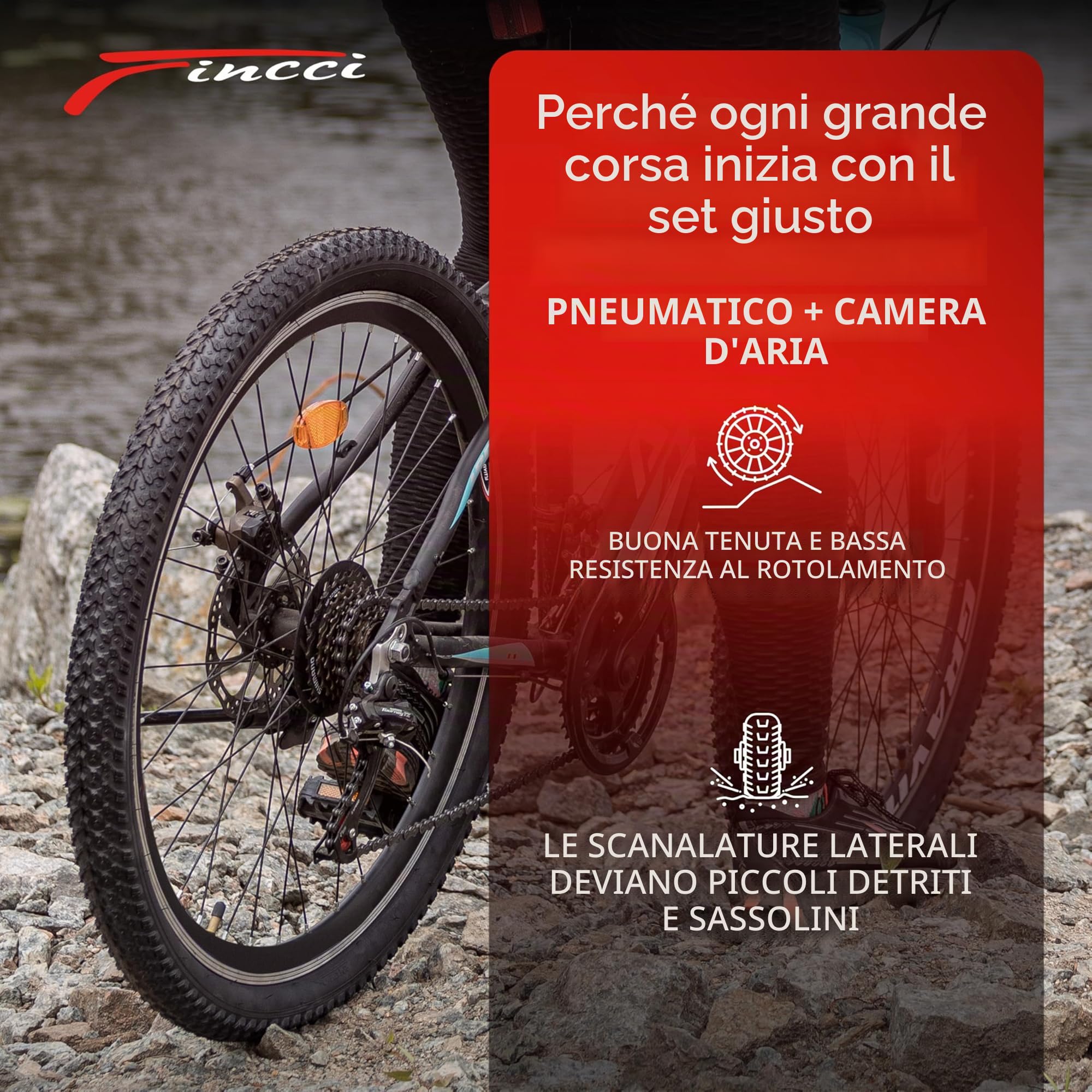 Fincci Copertoni MTB 26 x 2.1 Pollici 57-559 Set Coppia Pieghevole Pneumatici bici 26 con 2x Cameras d Aria Valvola Interna Presta per Mountain Bike, Bici Corsa, Bicicletta Elettrica - Confezione da 2