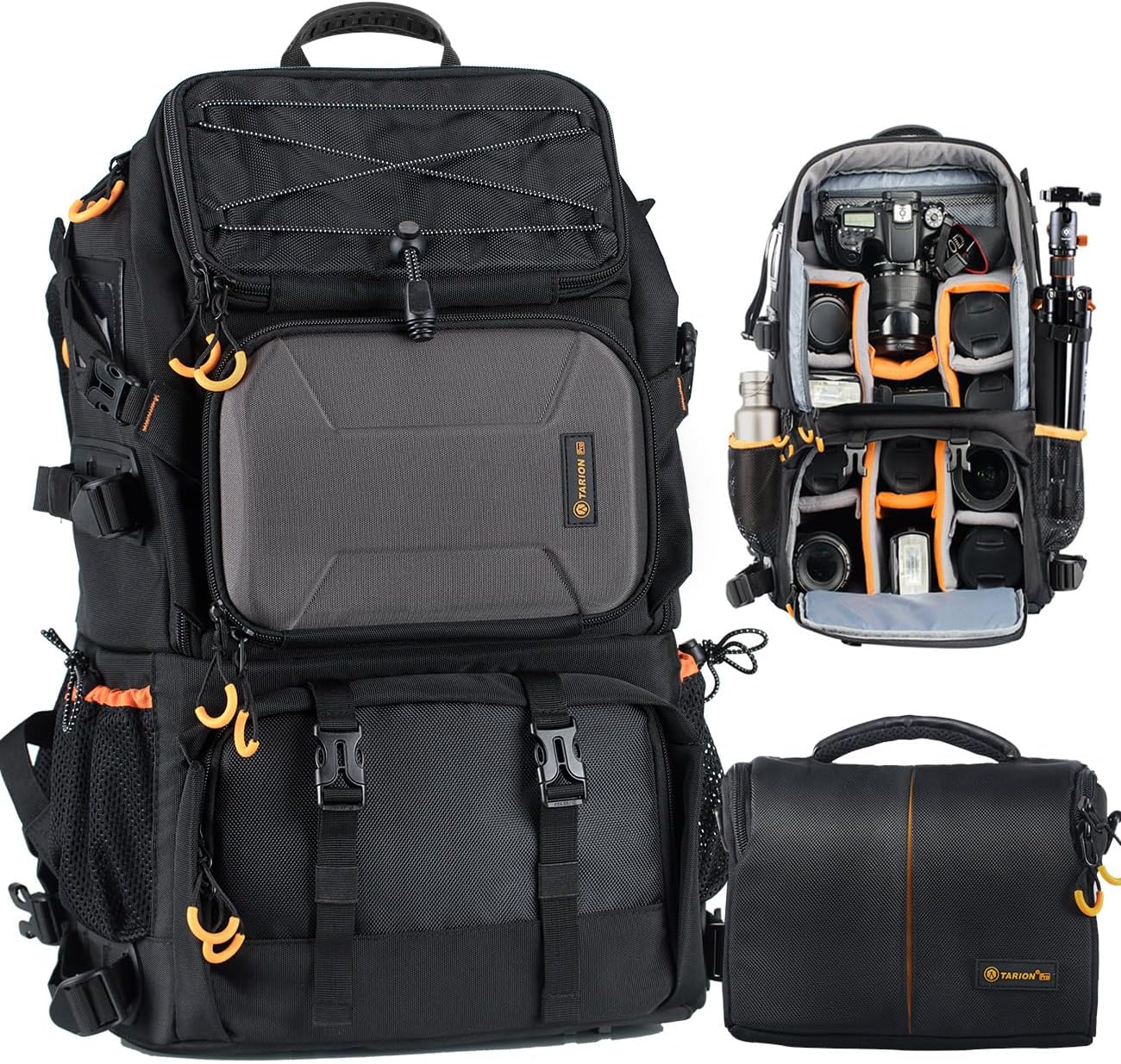 TARION Protective Camera Backpack with Side Access 15.6″Laptop Compartment | Large Capacity Photography Bag 15/27/30L with Tripod Holder Rain Cover for Outdoor Travel Hiking PB
