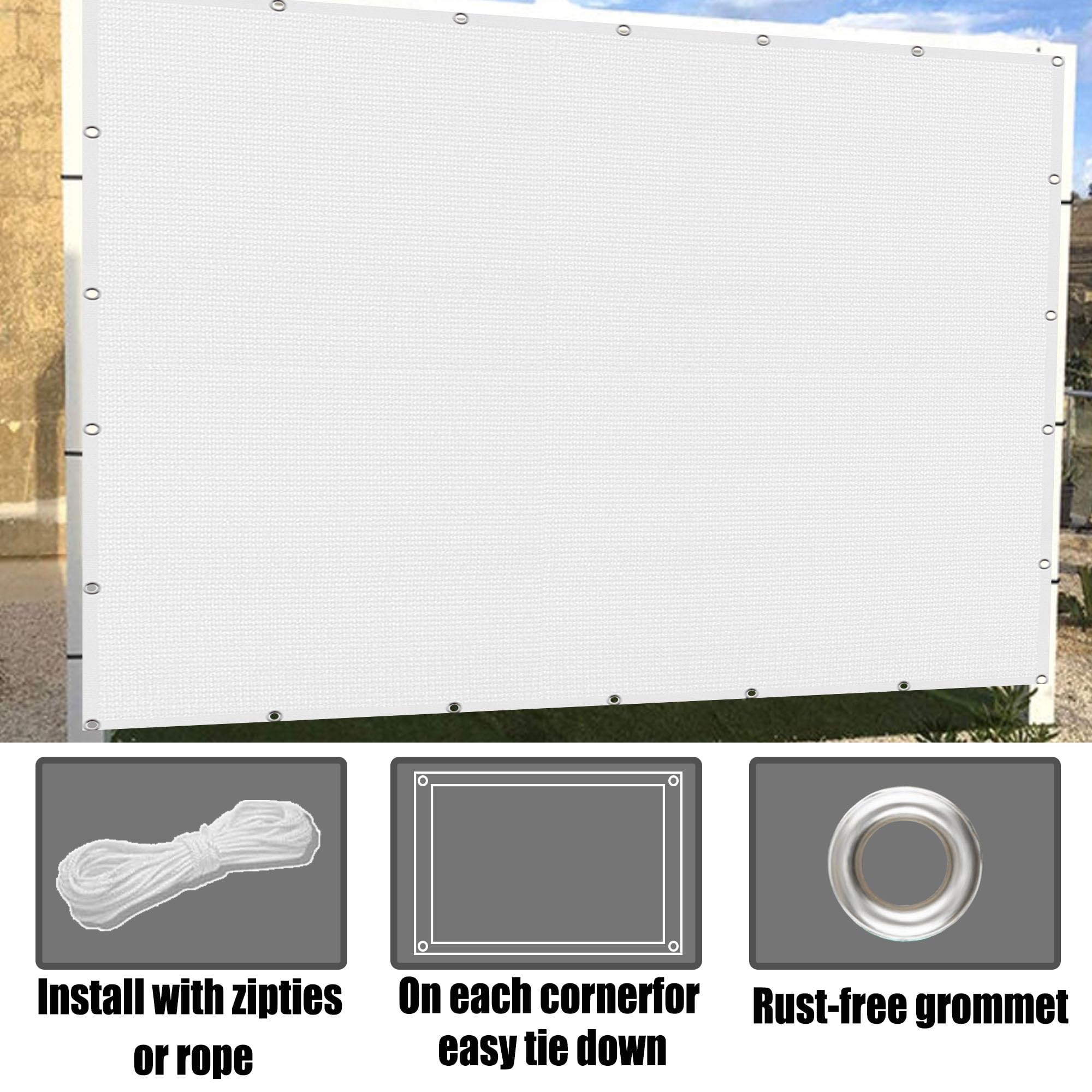 Sonnensegel mit Ösen 165 x 300 cm Beschattung Leicht Schattennetz mit Ösen für Terrassenüberdachung Gewächshaus Pflanze Hof, Weiß