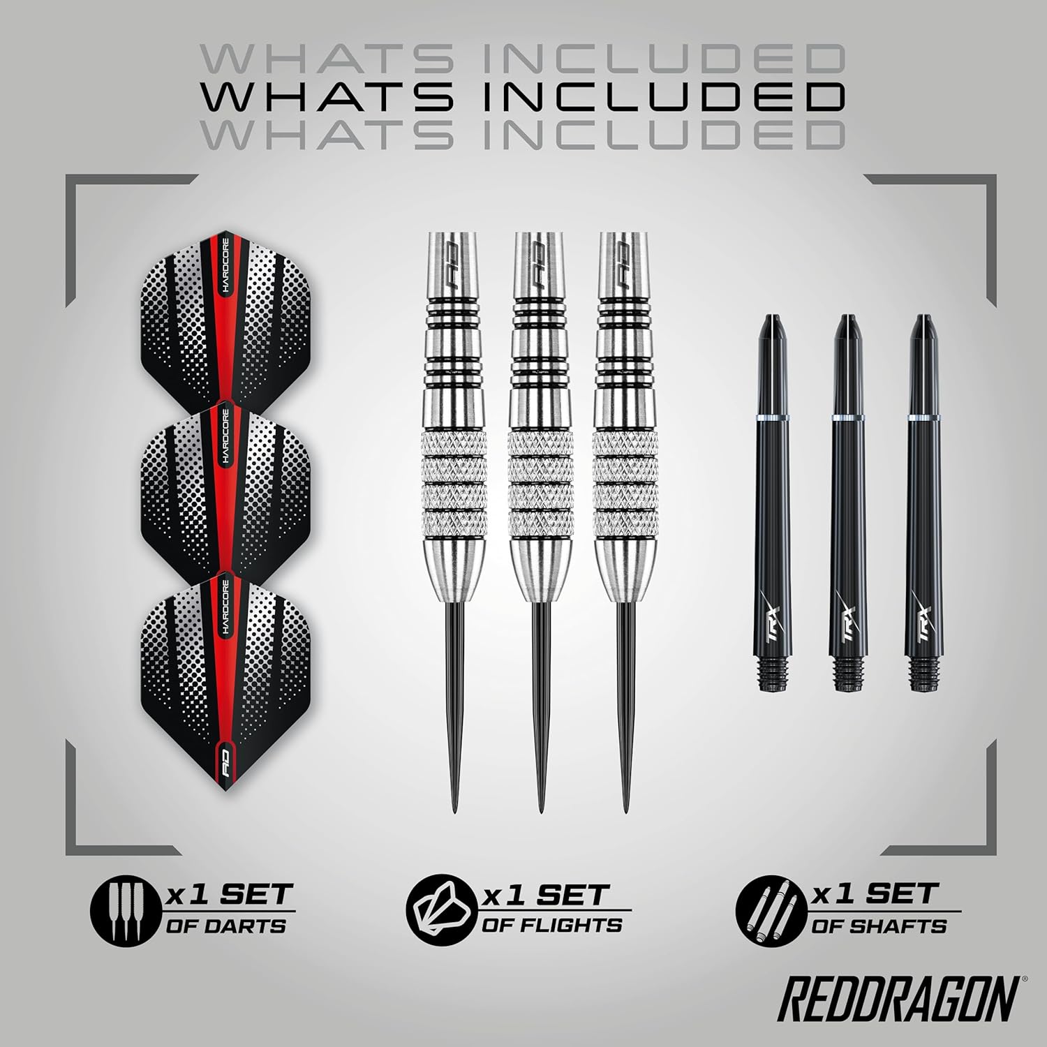 Red Dragon Sidewinder 30g Tungsten Steel Darts with Flights and Stems