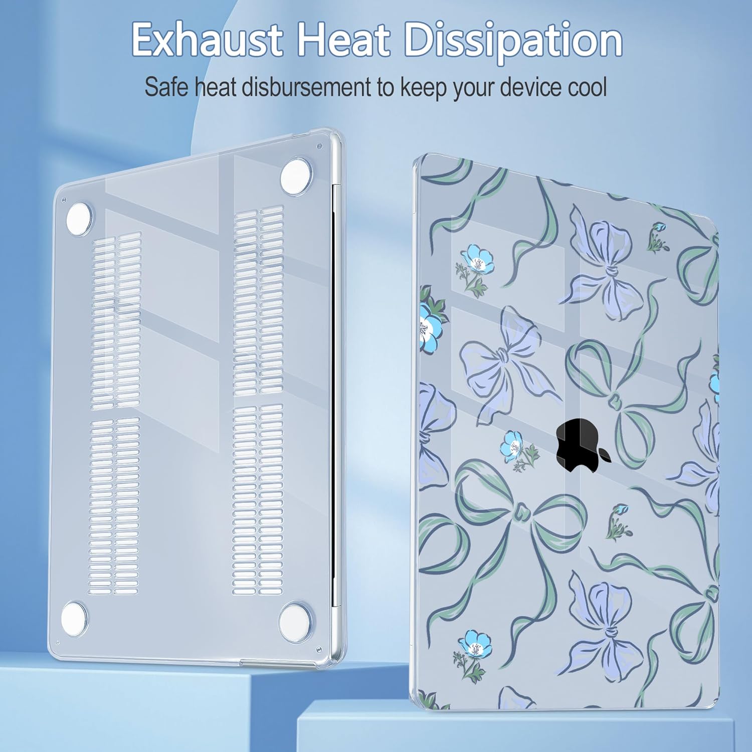 Mektron Case for 2025 MacBook Air 13-inch M4 Laptop A3240 with 13.6-inch Liquid Retina Display,Compatible with 2024 2022 M3/M2 MacBook Air 13" Hard Shell Cover,Fit Model A3113 A2681, Bows C355-Blue