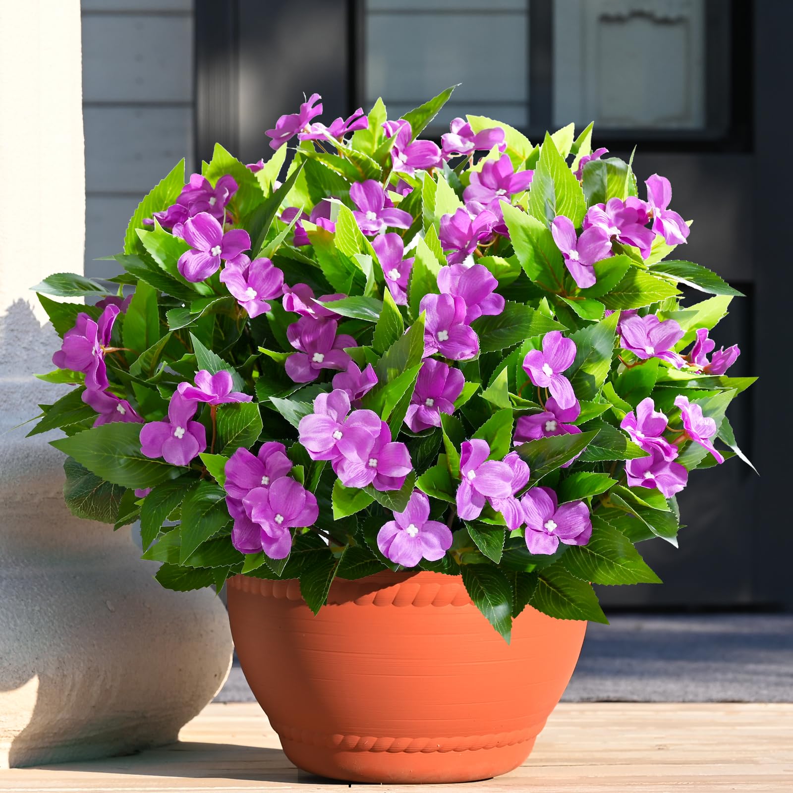 Waipfaru 5 Bundles Artificial Impatiens Flowers