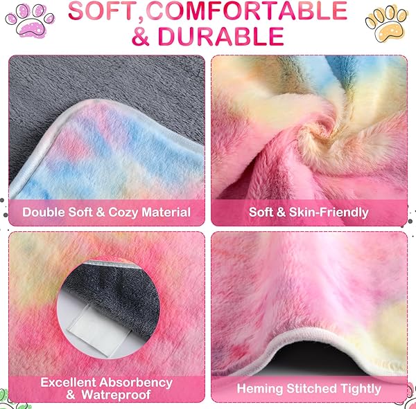 Namalu 4 Washable Fleece Guinea Pig Blankets Waterproof Absorbent Cage Liners Reusable Pet Sleeping Mat (Tie Dye Pattern, 60 x 40 cm) - 3