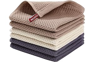 100% Cotton Waffle Weave Kitchen Dish Cloths: Ultra Soft, Absorbent Quick Drying Dish Towels