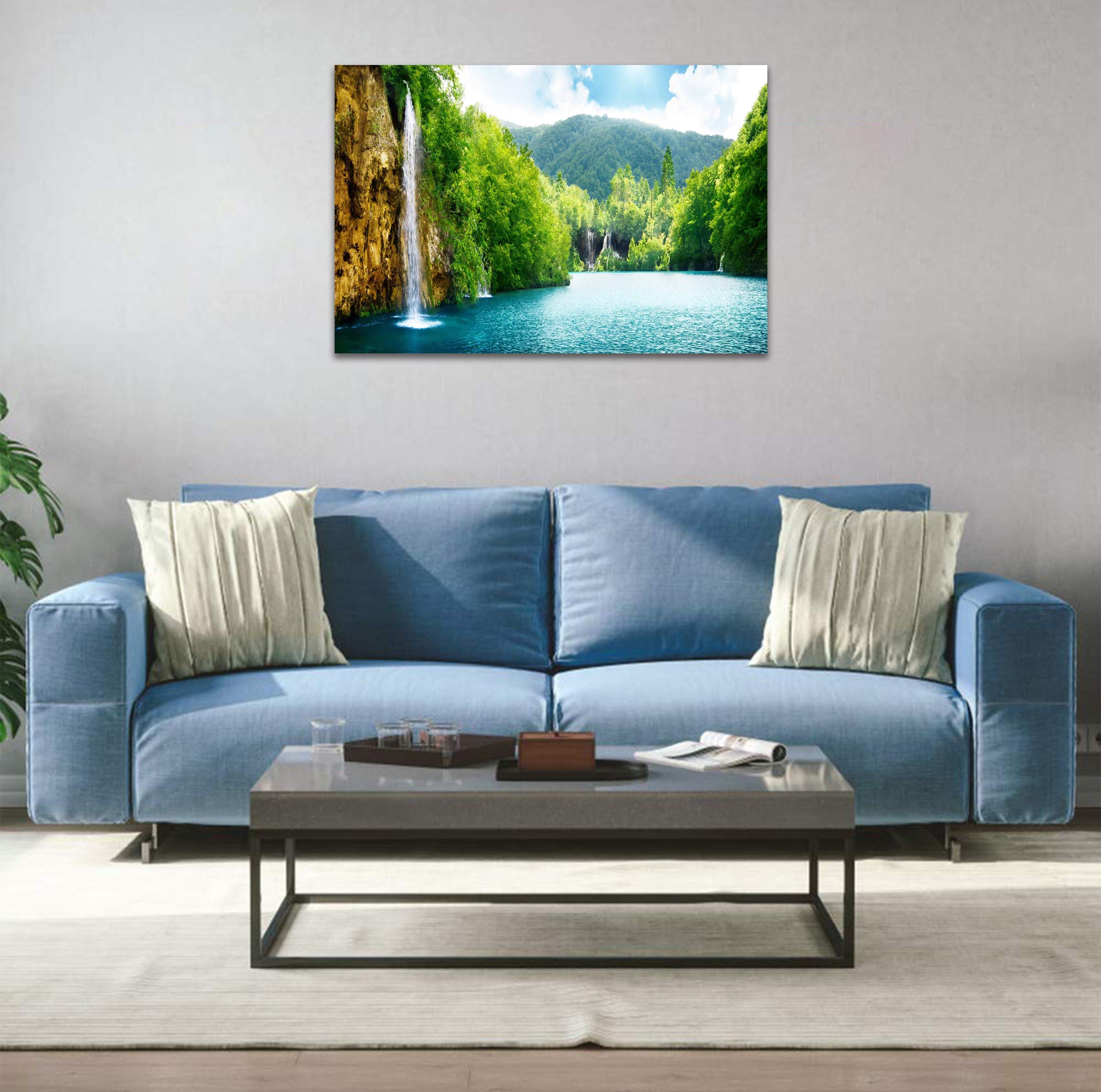 Amazon.co.jp: 森の絵 ポスター 滝 の 絵 風水 玄関風水絵画 自然写真