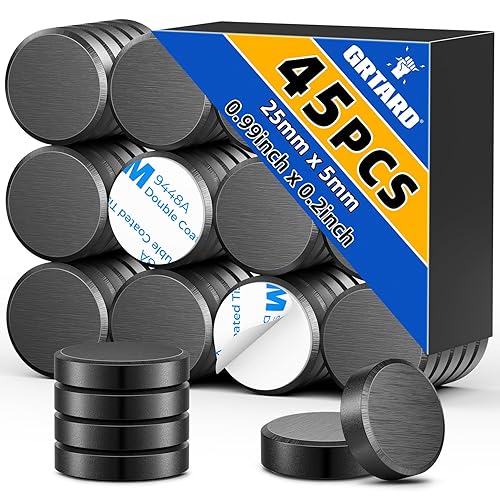 Miniatura 39 de Grtard Paquete de 45 imanes de cerámica con respaldo adhesivo, disco redondo pequeño para manualidades, bricolaje, ciencias, pasatiempos, proyectos