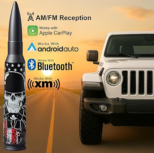 Miniatura 2 de EcoAuto Antena tipo bala para Jeep Wrangler JK & JL (2007-2023) y Jeep Gladiator - Antena Jeep Wrangler con diseño antirrobo - Antena de camión