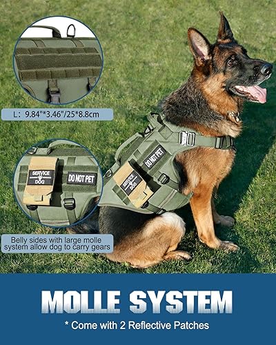 Miniatura 5 de PETNANNY - Arnés táctico para perros grandes, cobertura completa del cuerpo en arnés de entrenamiento para perros con 2 parches reflectantes para