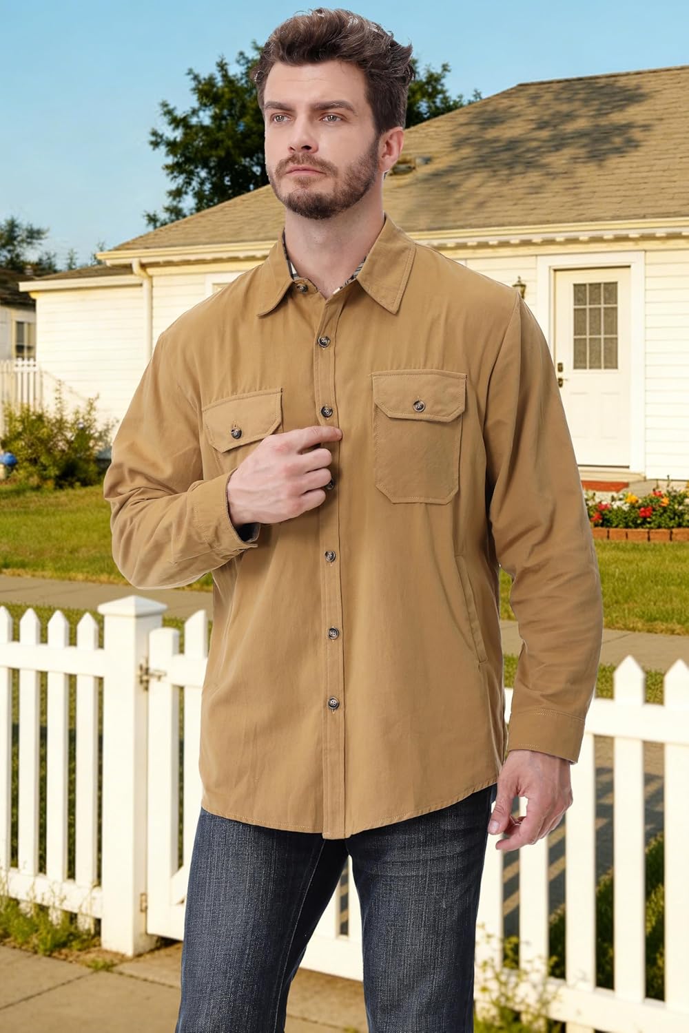 Cromoncent Mens Flannel Shirts Business Casual Long Sleeve Button Down Shirts - Image 6