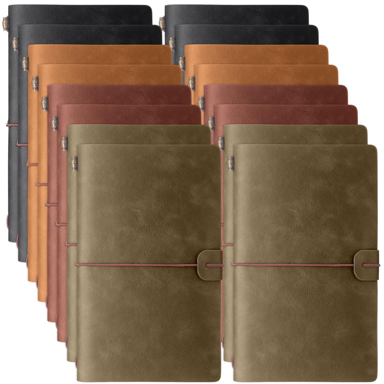 Sabary 16 cuadernos de viaje rellenables de cuero para viajeros, tamaño pasaporte, a granel, vintage, cuadernos de viaje forrados de piel sintética con páginas, tarjetero, para hombres y mujeres, para