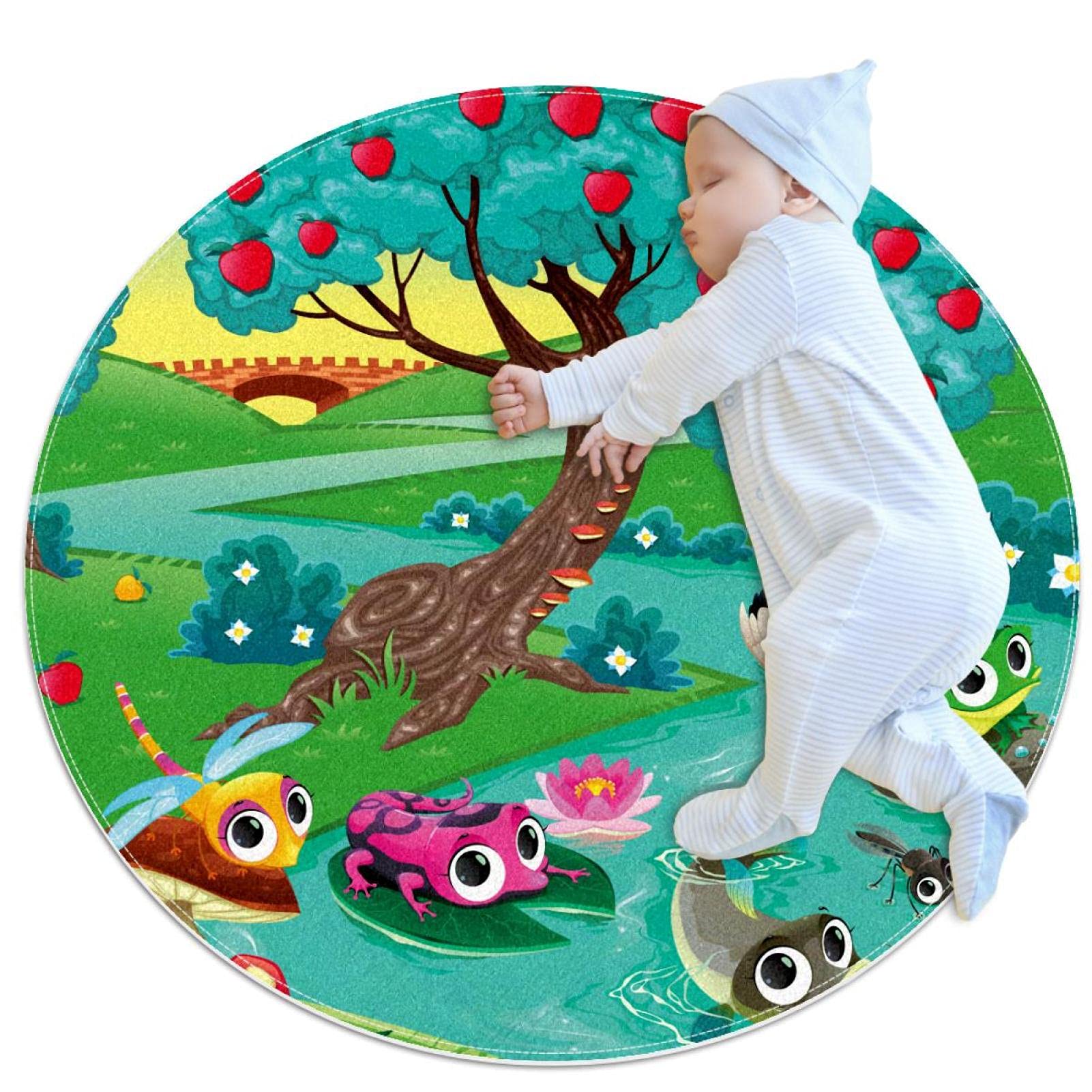 Tapis grenouille mignon 80x80cm pour protéger le sol de la cuisine
