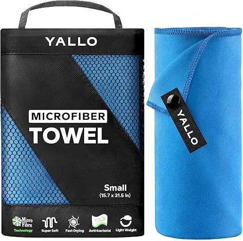 Yallo Toalla de microfibra, perfecta para viajes, deportes y playa, súper absorbente, de secado rápido, toalla de gimnasio compacta ultrasuave,
