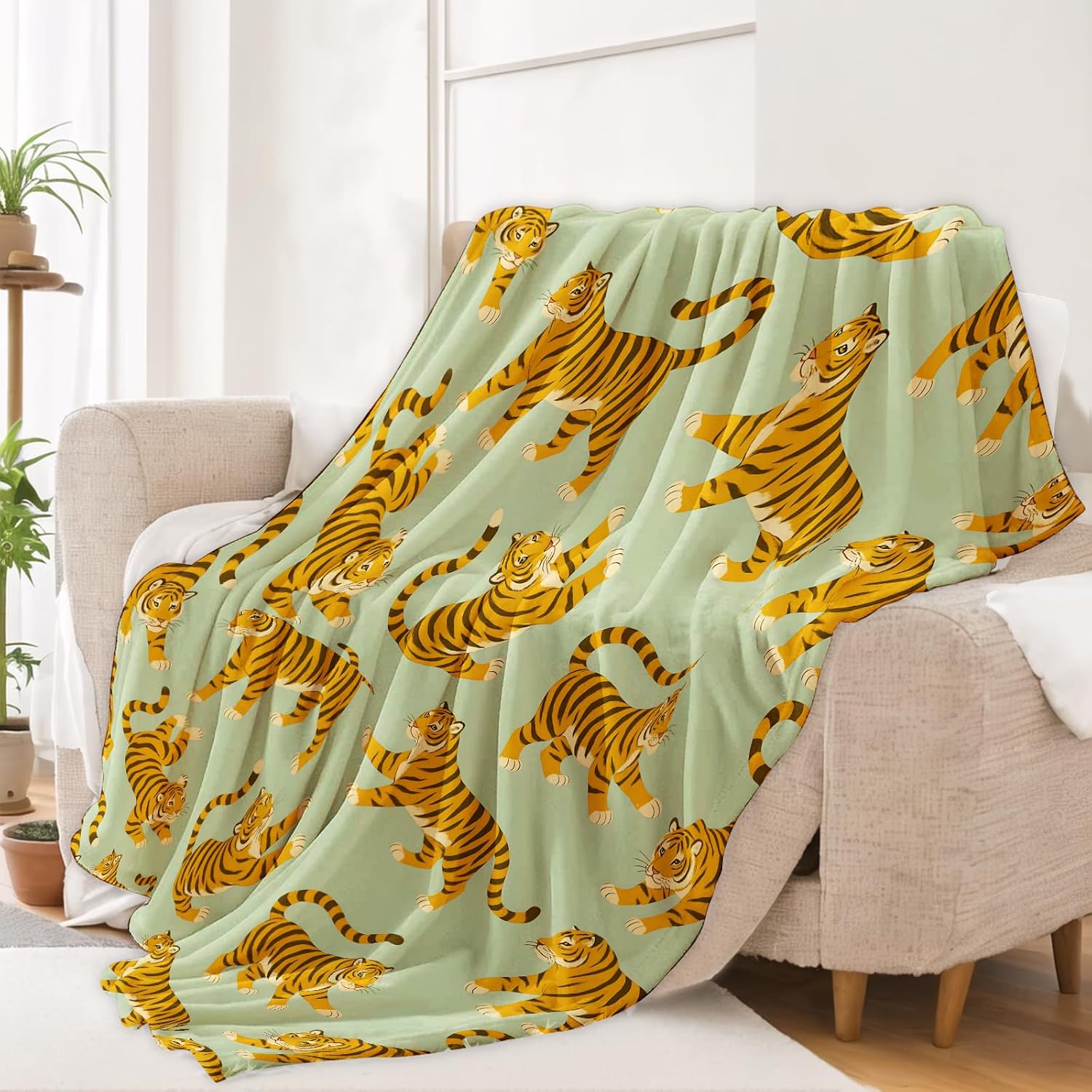 Playful Tiger Blanket Soft Lightweight Flannel Throw Blanket for Living Room Bedding Travel Home Decor Cozy 50x60 Inch Blankets Gifts for Adults Kids Women Men - Image 3
