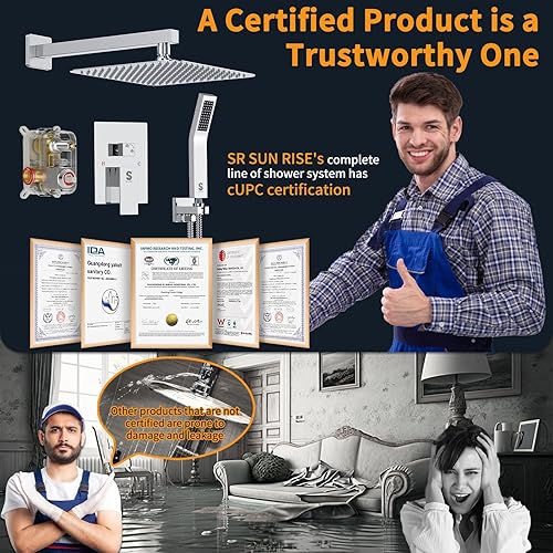 Miniatura 2 de Sistema de ducha montado a la pared, cromado, pulido, de lujo, para cuarto de baño, de SR Sun Rise