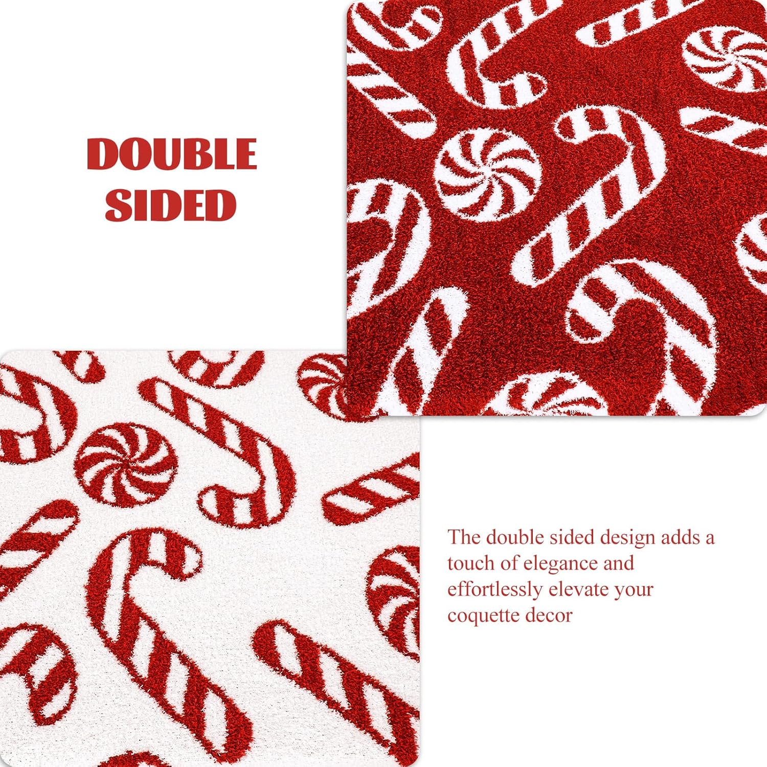 JarThenaAMCS Christmas Throw Blanket Xmas Red White Candy Blanket Double-Sided Soft Cozy Fleece Blankets for Winter Home Bed Sofa Couch Chair, 50 x 60 Inch - Image 3