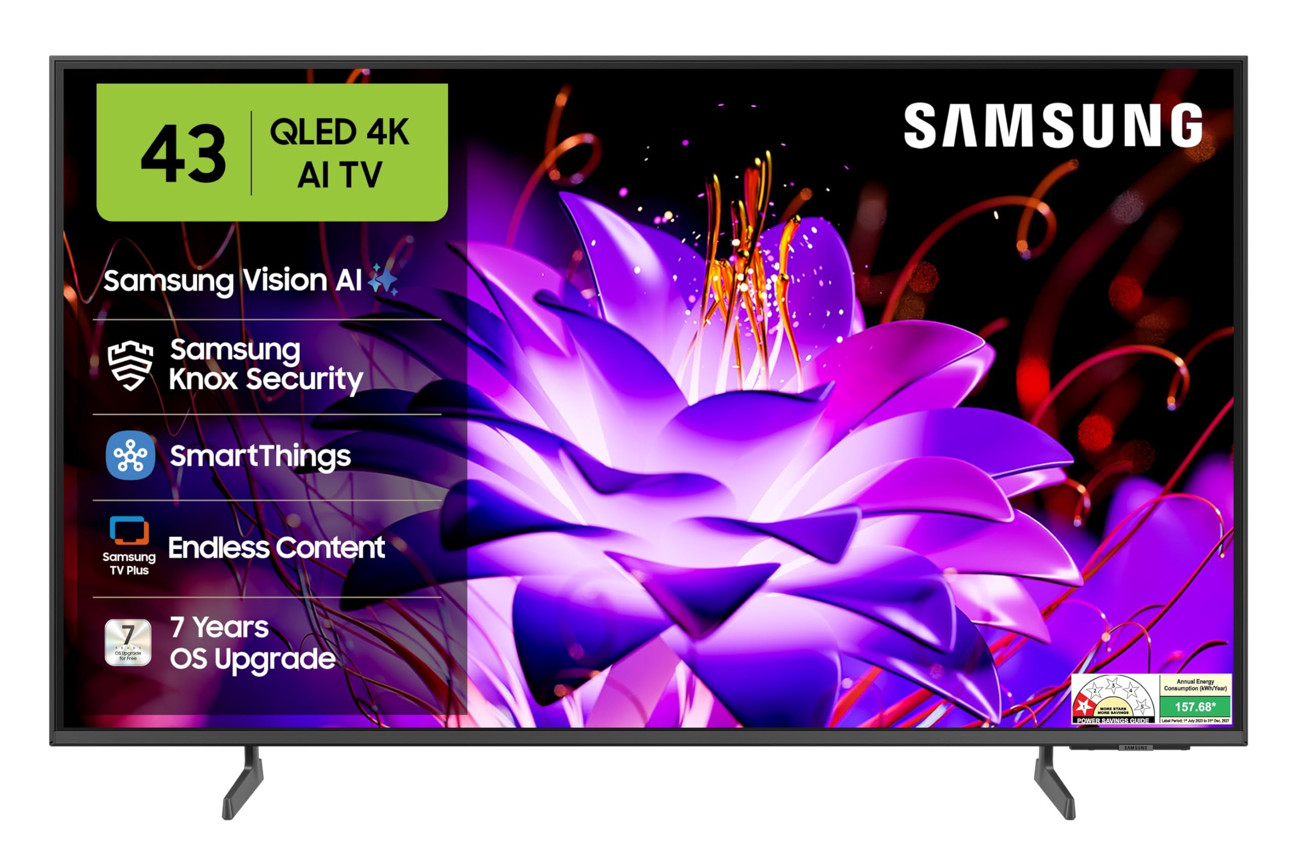 Samsung 108 cm (43 inches) Vision AI 4K Ultra HD Smart QLED TV QA43QEF1AULXL