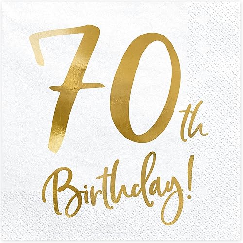 Color-Up.Shop 20 Napkins 70th Birthday, White, 33 x 33 cm (1 pkt / 20 pcs) SP33-77-70-008