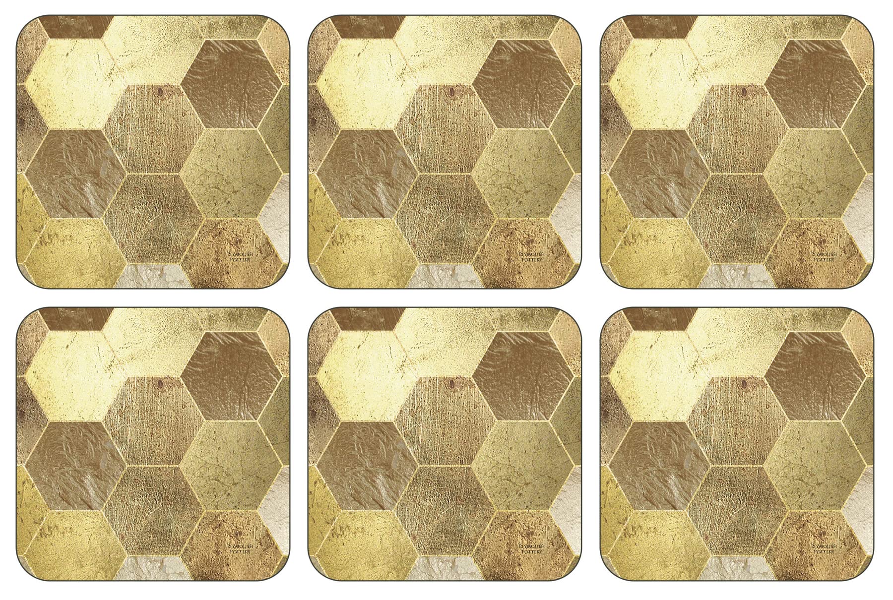 Plymouth Pottery - Golden Repeat Coasters - Set of 6
