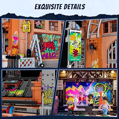 Miniatura 5 de FUNWHOLE Factory House of Music Lighting - Juego de ladrillos de construcción  Street Fusion Music Club City Town Kit de colección modular