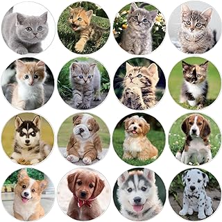 600 Pcs Puppy and Kitten Stickers for Kids Teachers 1.5 Inch 16 Styles Dog