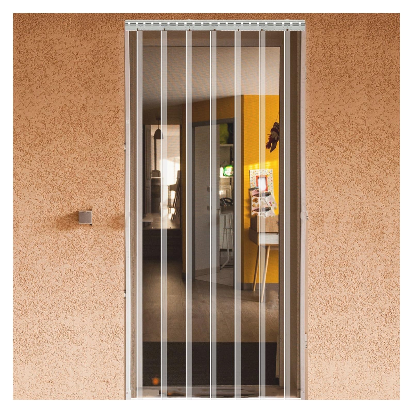 Tende verticali in PVC impermeabile, tenda a strisce in plastica resistente per congelatore, magazzino, patio, garage, uso industriale e negozio (75 x 200 cm)