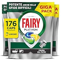 Fairy Platinum Detersivo Pastiglie Lavastoviglie Plus, Brillantante, 176 Capsule Lavastoviglie, Limone, Tecnologia Anti-Opaco Con Azione Brillantante, Contro Il Grasso E Le Incrostazioni Ostinate