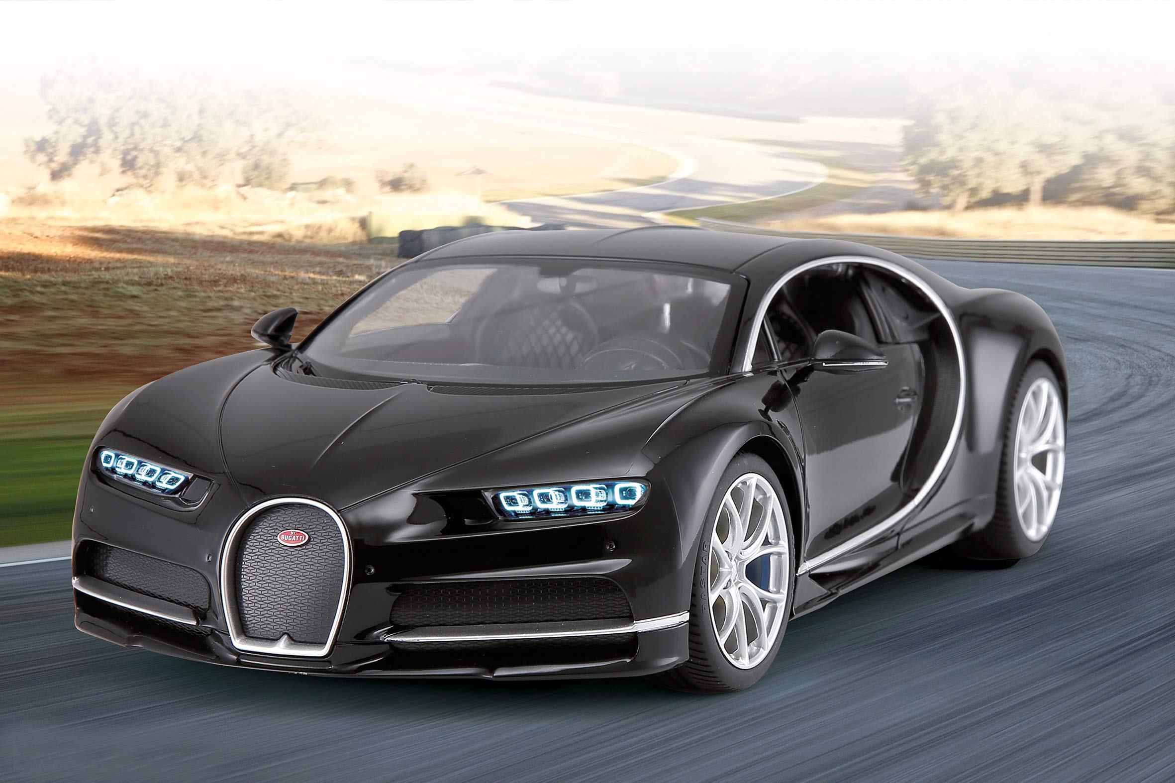 JAMARA 405134 - Bugatti Chiron Macchinina 1:14 27Mhz Interni Simili all'Originale, Nero