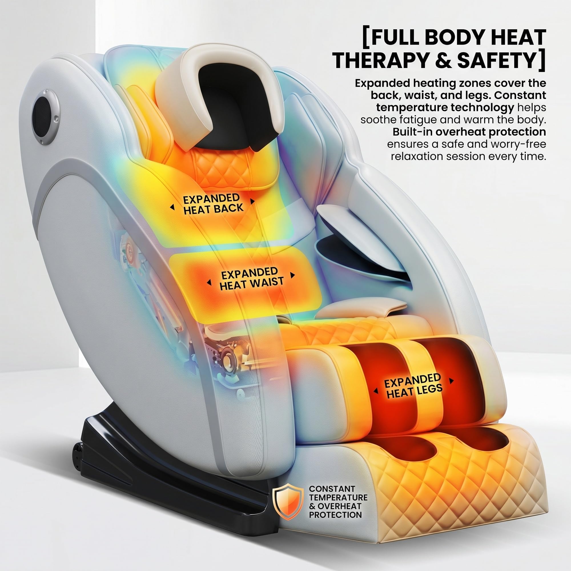 Sillón de Masaje 4D Cuerpo Completo Gravedad Cero, Masaje Profundo 12cm Cuello y Hombros, Riel SL, Calor en Cintura y Piernas, Pantalla Táctil para Mayores(Blue)