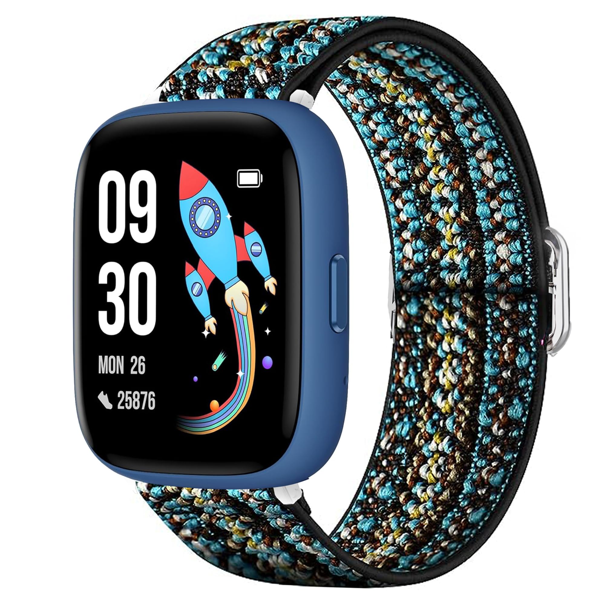 Compatible for BIGGERFIVE Kids Smart Watch Band, Lamshaw 22mm Quick Release Stretch Elastics Nylon Adjustable Replacement Strap Accessories Compatible