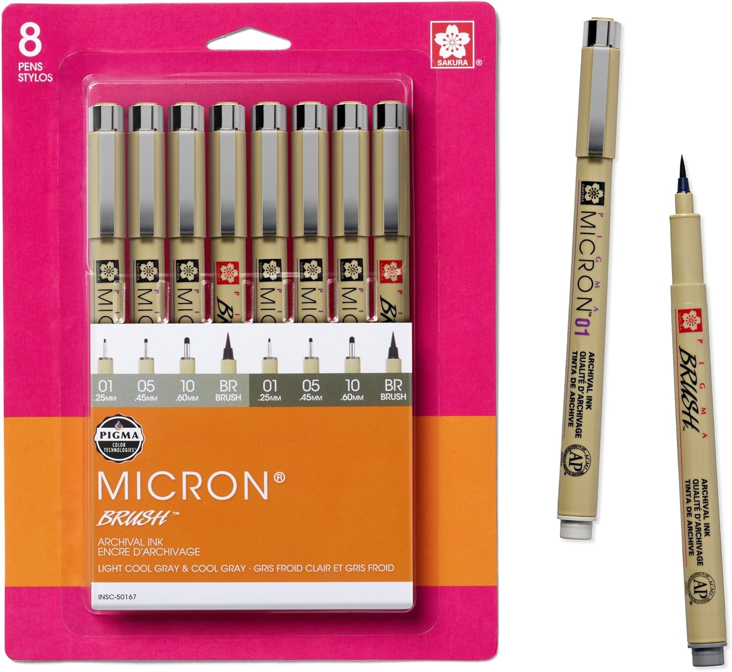 SAKURA Pigma Micron Fineliner Pens - Archival Black and Gray Ink Pens - Pens for Writing, Drawing, or Journaling - Assorted Point Sizes - 1 count Pack of 10