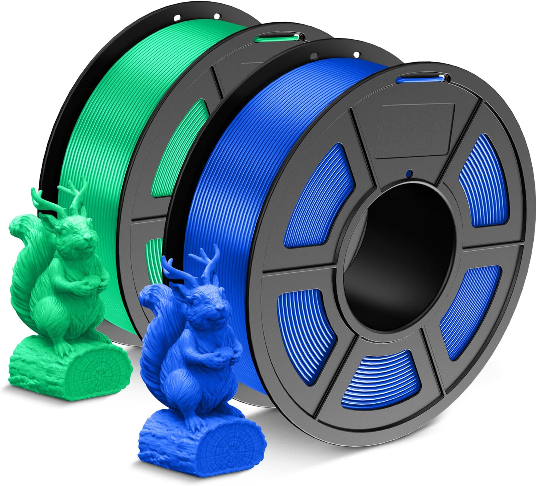 PLA 3D Printer Filament, SUNLU Neatly Wound PLA Filament 1.75mm Dimensional Accuracy +/- 0.02mm, Fit Most FDM 3D Printers, Good Vacuum Packaging Consumables, PLA 2KG, 1kg Spool, 2 Pack, Blue+Green
