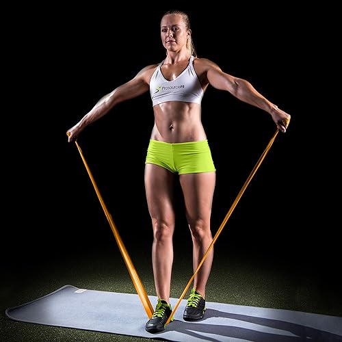 Miniatura 7 de ProsourceFit Juego de 3 bandas de resistencia planas de terapia (6 pies cada una, extra largas) para estiramiento, pilates y rehabilitación con