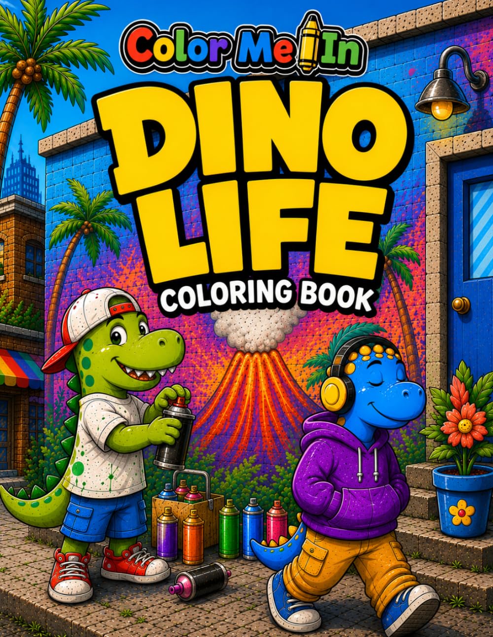 Color Me In: Dino Life Coloring Book: Fun Dinosaur Adventures with Bold and Easy Coloring Pages