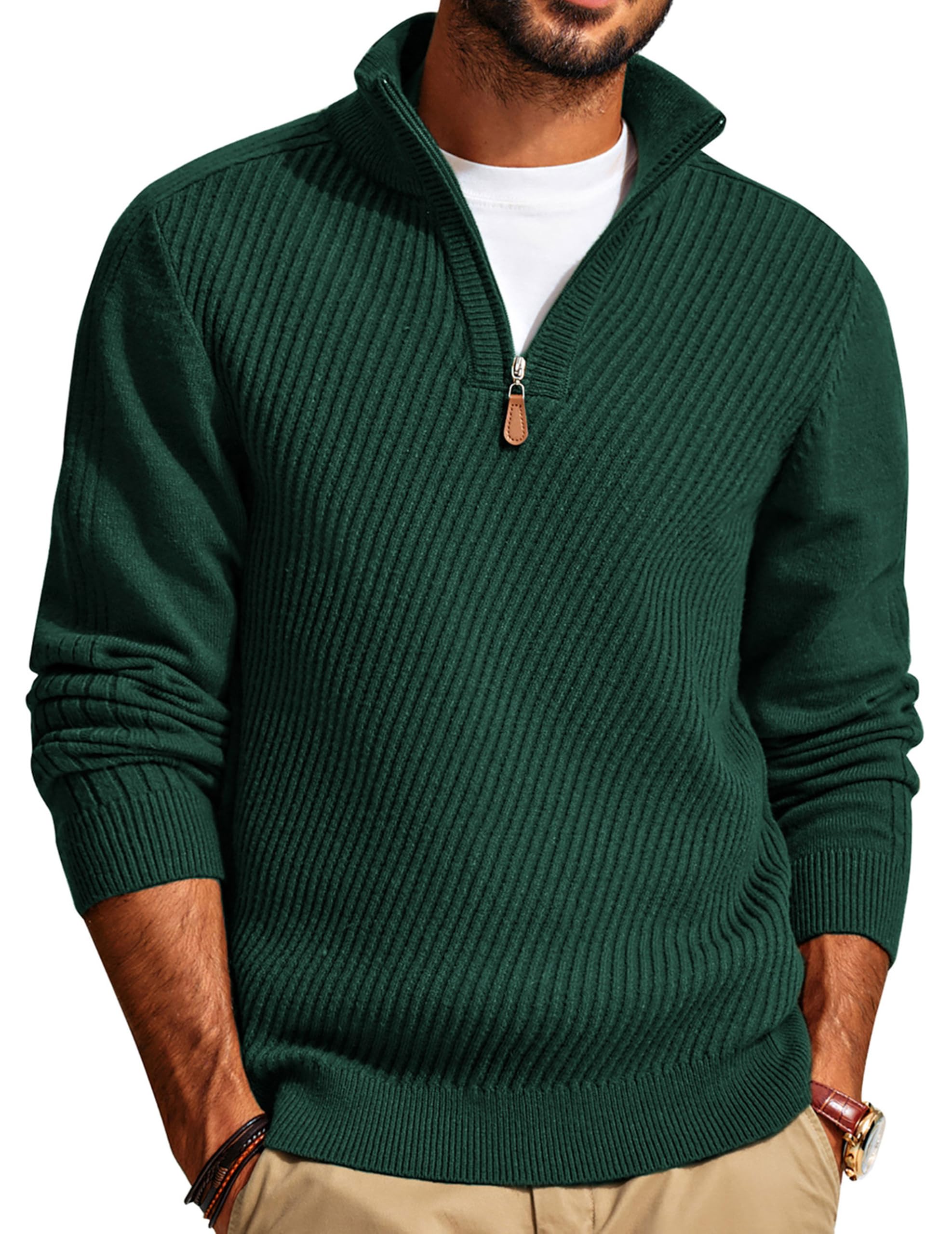 PJ PAUL JONES Herren Rollkragenpullover 1/4 Zip Troyer Pullover Langarm Strickpullover mit Turtleneck Sweater Pulli Winterpullover