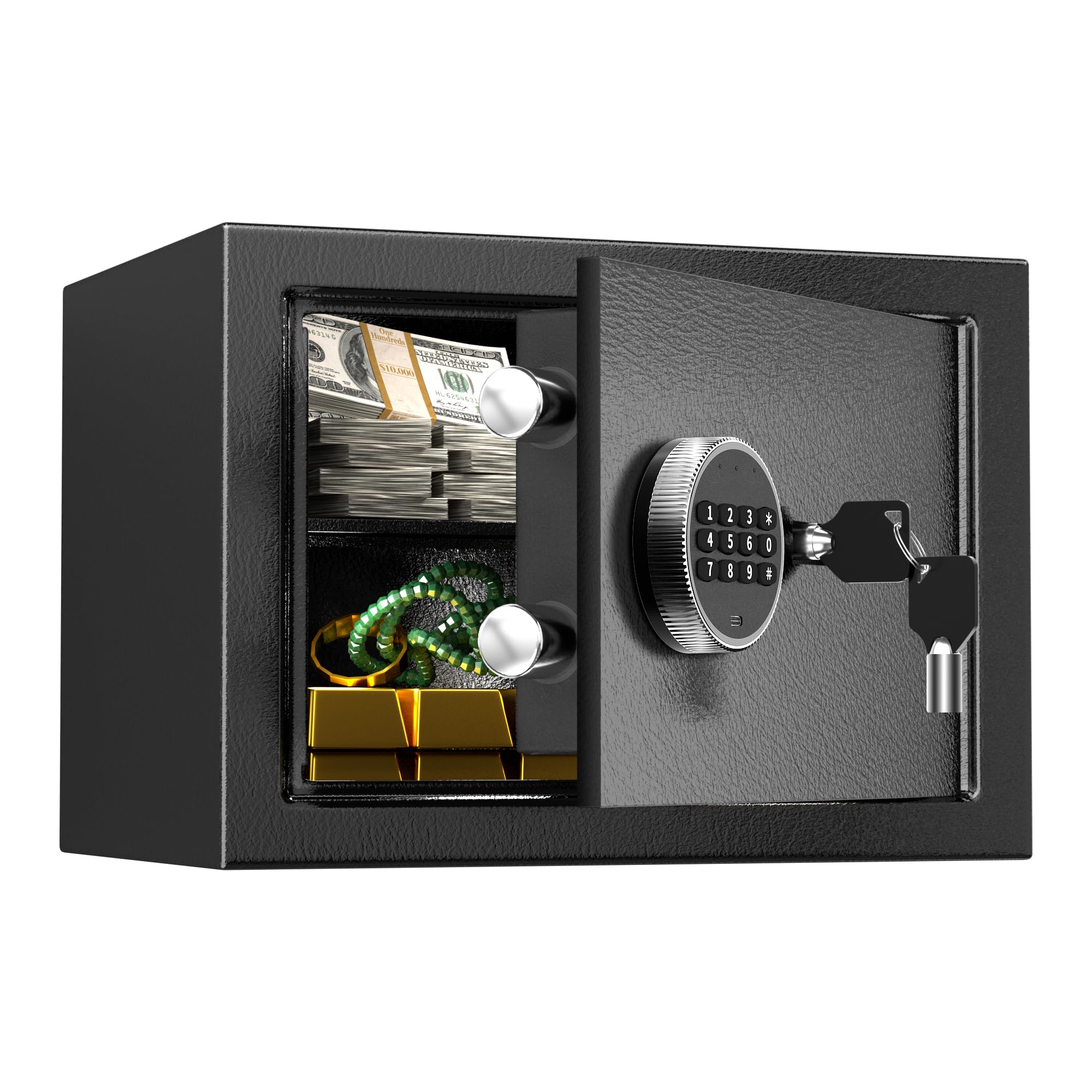 CDC DIGI 21L Digital Electronic Cash Money Safe Box, Wall-Mountable Alloy Steel with Smart Alarm. High-Security Home Cabinet Safe for Home/Enterprise