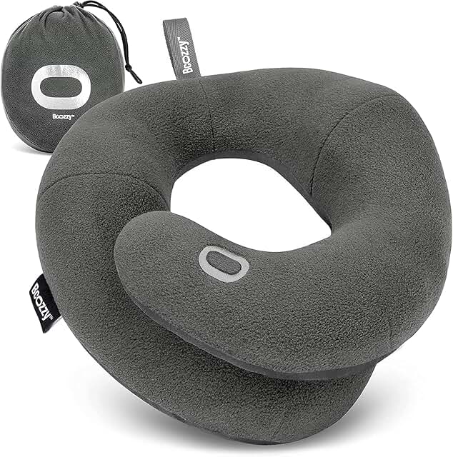 BCOZZY Travel Neck Pillow for Airplane – Patented Double Support for Hea...