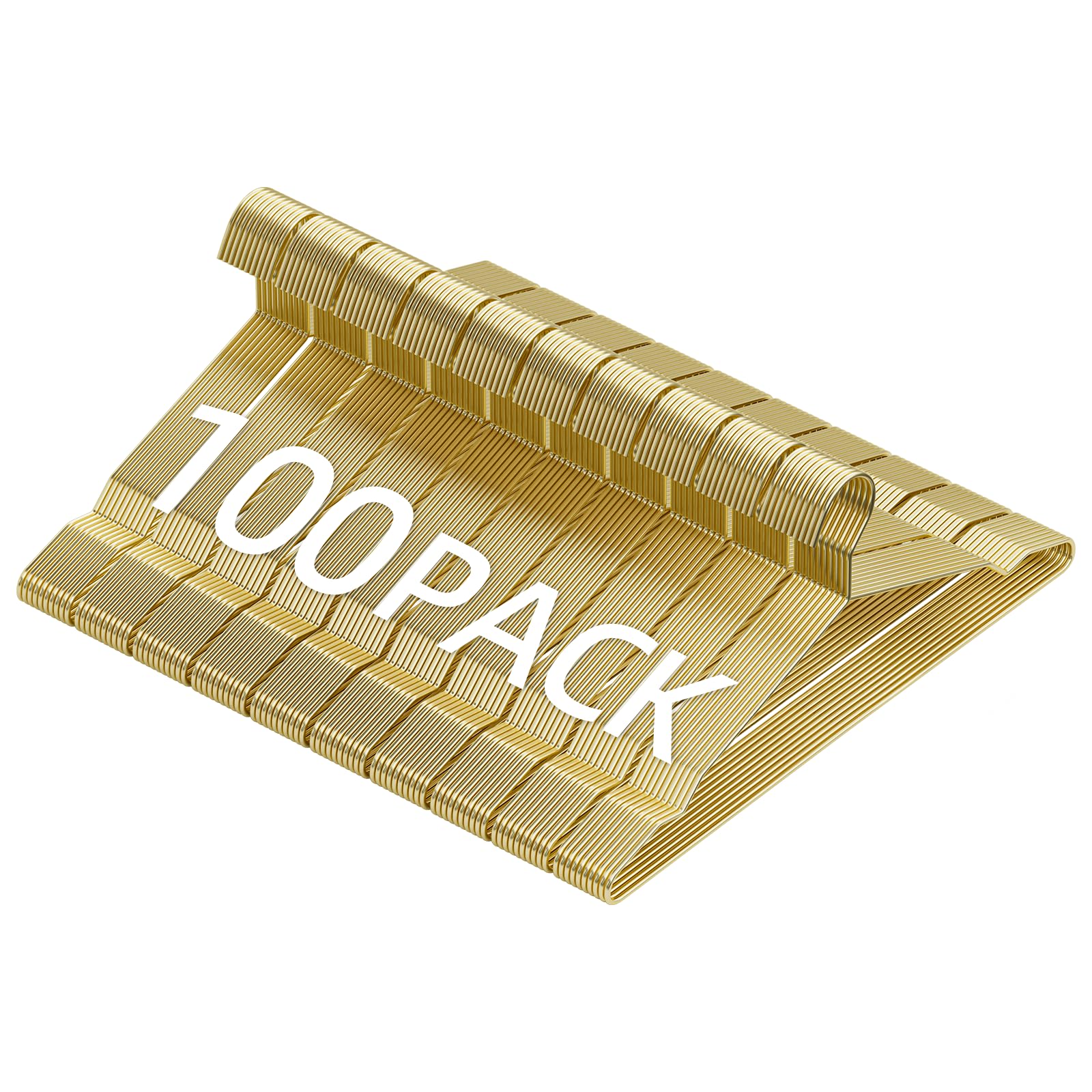 SPECILITE 42cm Gold Metal Hangers Bulk 100 Pack with Notches for Standard Size Coats, Shirts, Suits, Pants, Heavy Duty,Space Saving