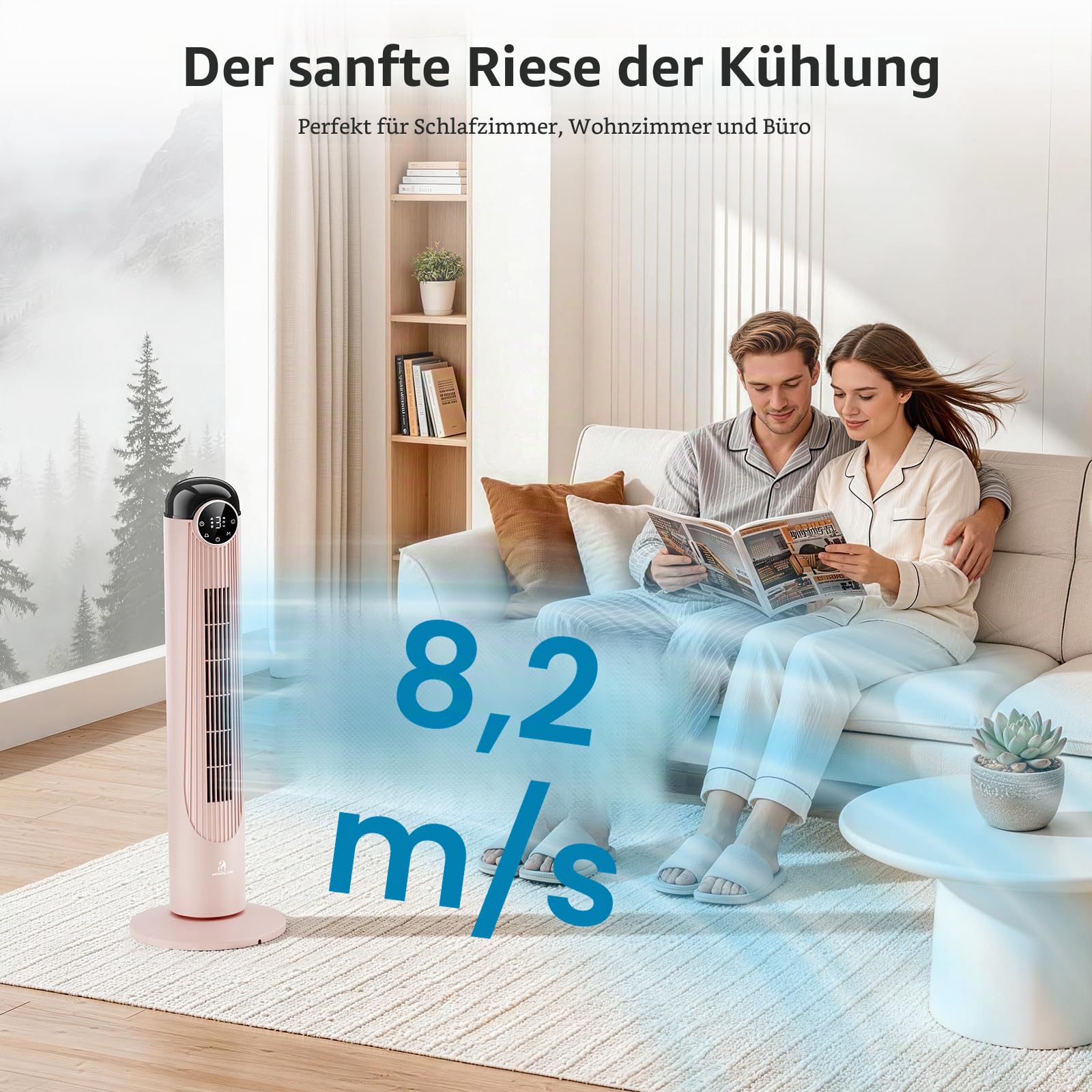 Antarctic Star T36 Turmventilator, 91,4 cm (36 Zoll), oszillierender Ventilator ohne Flügel, Fernbedienung, 6 Geschwindigkeiten und 4 Modi, LED-Display, 9H-Timer, leiser Standventilator