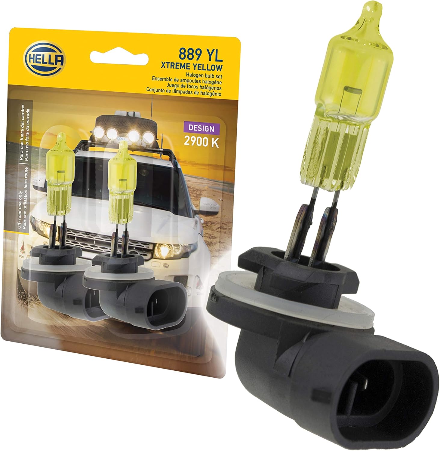 Hella 889 YL Focos Xtreme Yellow Kit de 2 Focos HELLA Extreme Yellow 889. Número de Parte HELLA