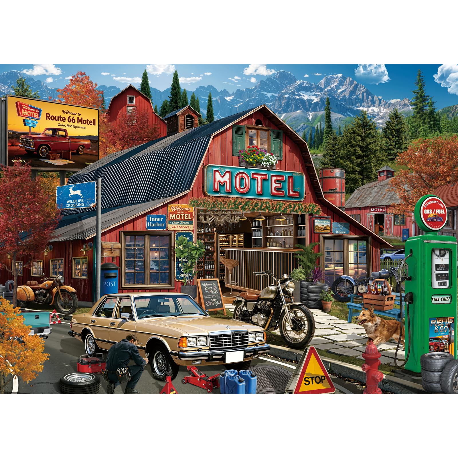 HUADADA Jigsaw Puzzles for Adults 1000-Roadside Motel