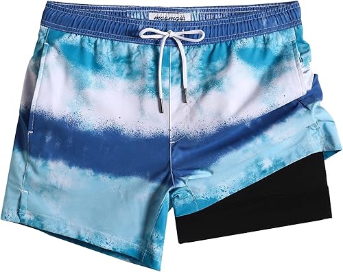 maamgic Mens 5 Inch Stretch Swimming Shorts Compression Liner Swim Trunks Swimwear Bathing Suits Beach Wear Swim Suits