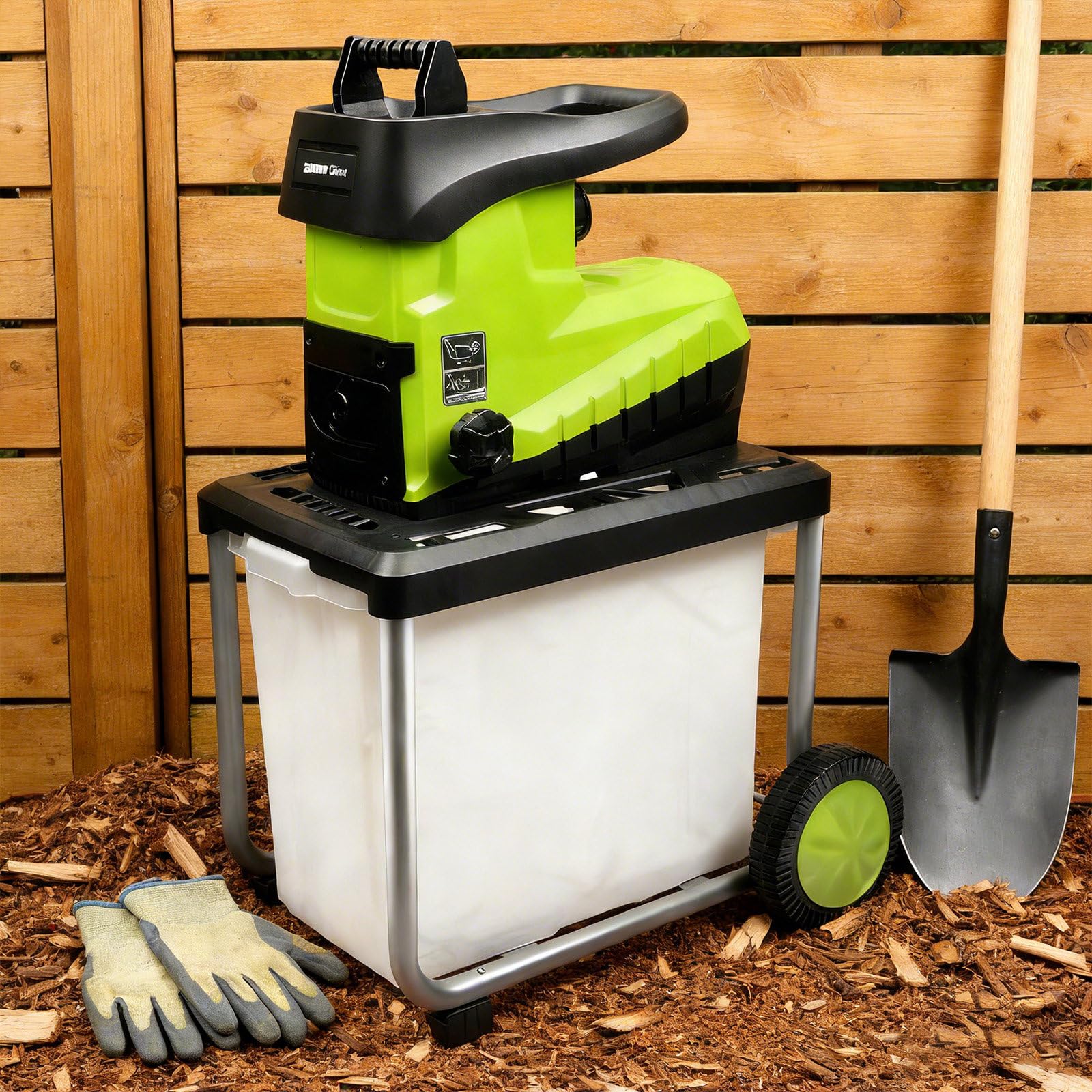 Trituradora De Jardín Eléctrica, Trituradora Rápida, con Depósito Recolector Desmontable De 60 L Y Dos Entradas De Alimentación De 4,5 Cm/3 Cm, Motor De 5000 R/Min