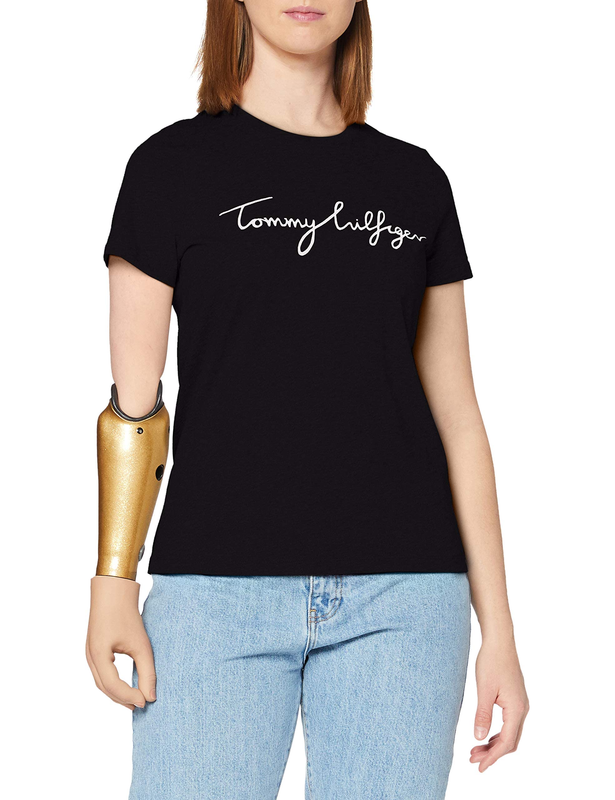 Tommy Hilfiger Camiseta para Mujer Heritage Crew Neck Graphic Tee con Cuello Redondo