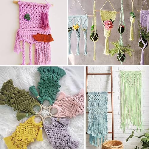 Miniatura 7 de Cuerda de macramé de algodón natural grueso de 0.118 in x 109 yardas, cuerda de algodón torcido de 4 hebras para macramé suave, color natural, hecho