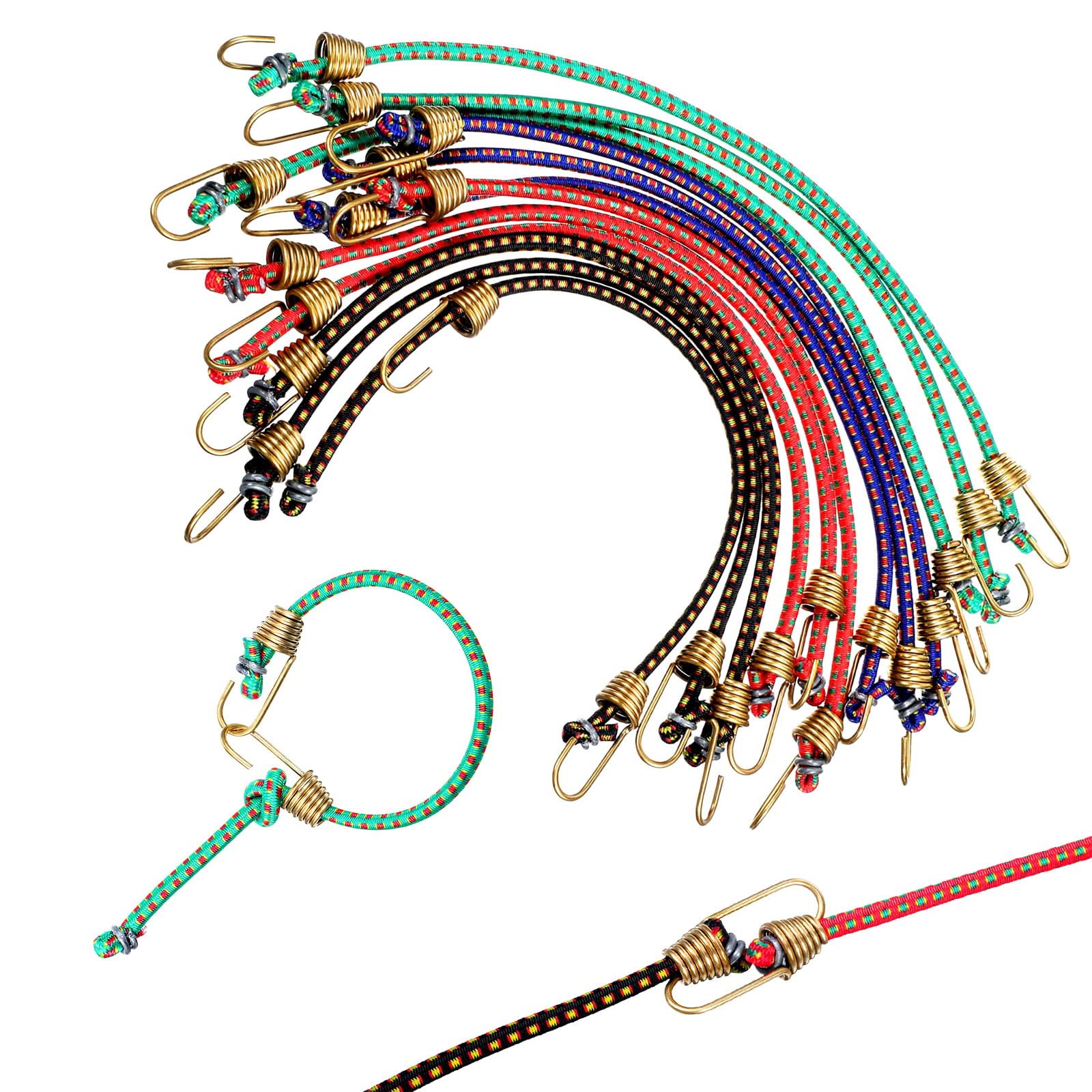 12 PCS Small Adjustable Bungee Cords 25cm Small Heavy Duty Bungee Cords with Hooks Rubber Elastic Mini Straps for Securing Tarps Luggage, Camping Indoor Outdoor Activity