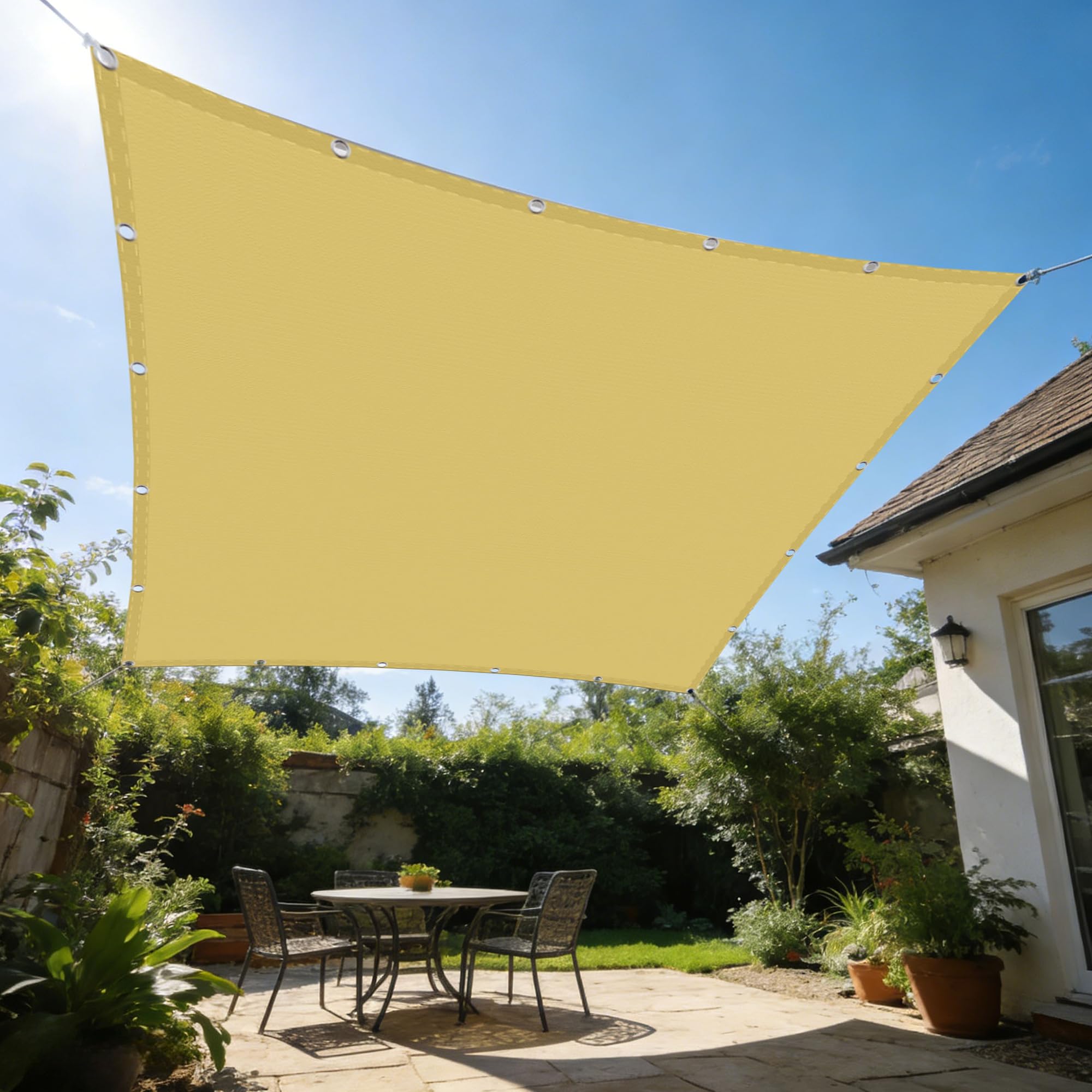 Voile d'ombrage pour extérieur jaune sable 180x550 cm résolvant le vis-à-vis élevé
