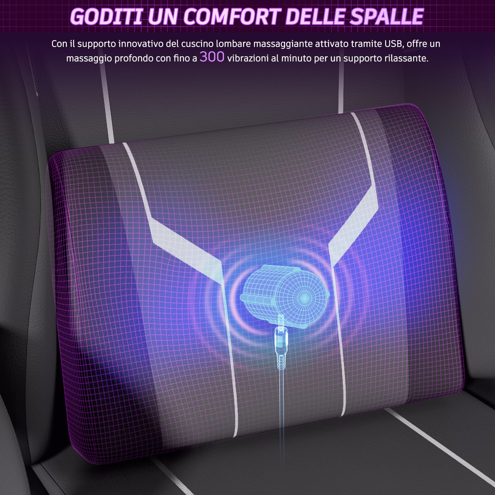 Soontrans Sedia da Gaming con Massaggio KJ433 Sedia Gaming con Poggiapiedi e Cuscino e Poggiatesta, Reclinabile 135°, Pelle Sintetica (Nero-Grigio)