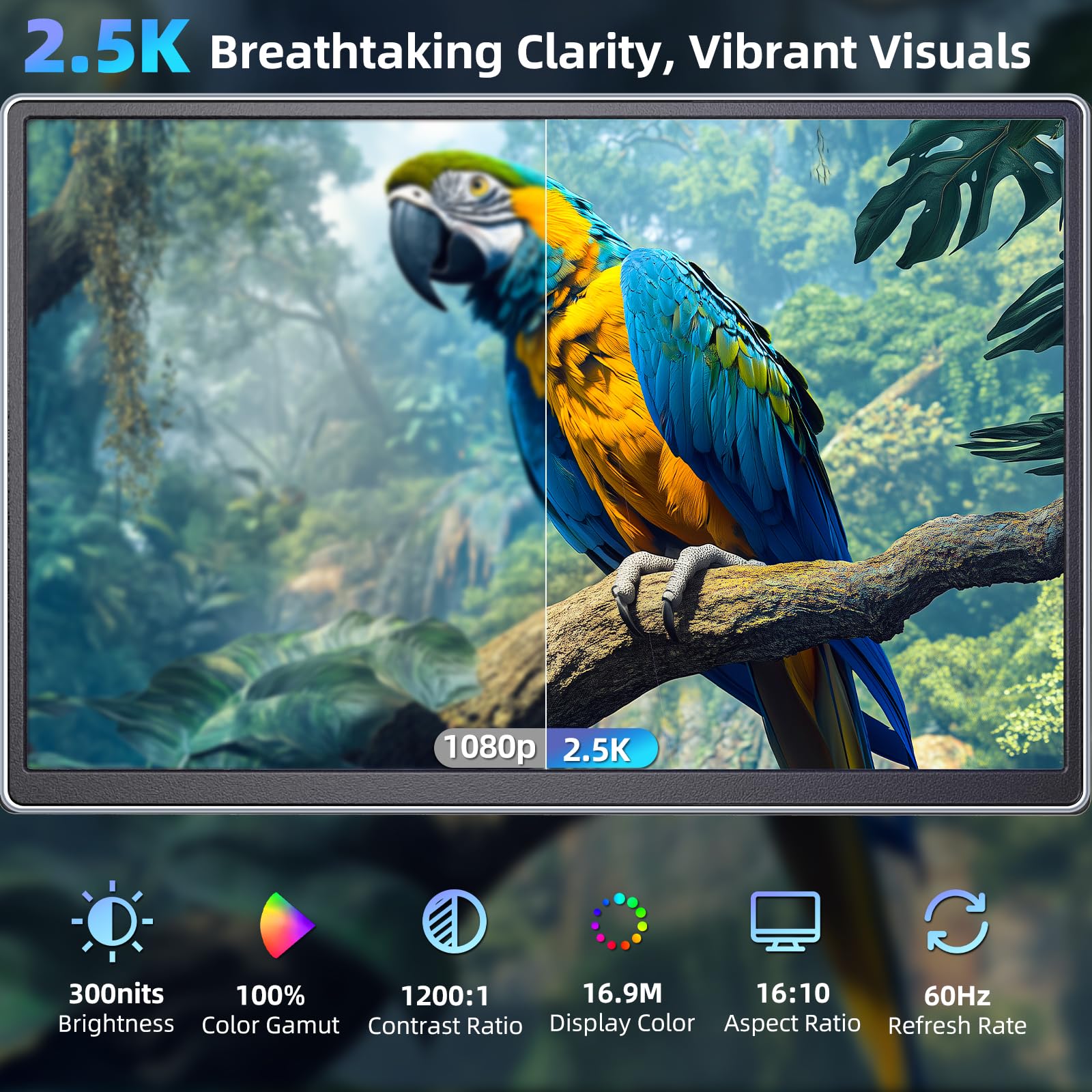 2.5K Triple Laptop Screen Extender Monitor Portable - Dettaglio